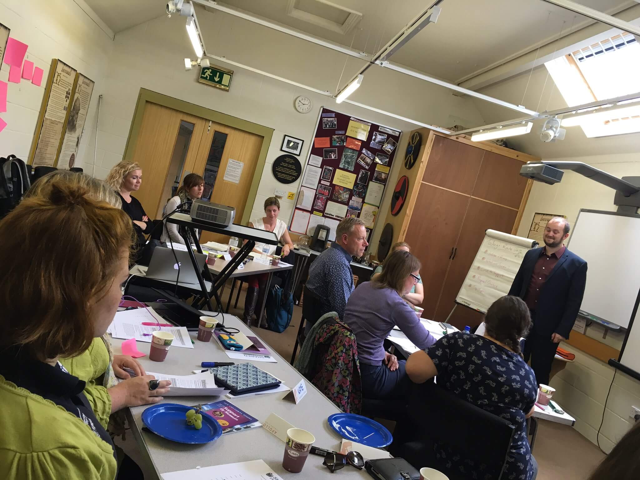 David delivering a training session for a group of 20 museum fundraisers